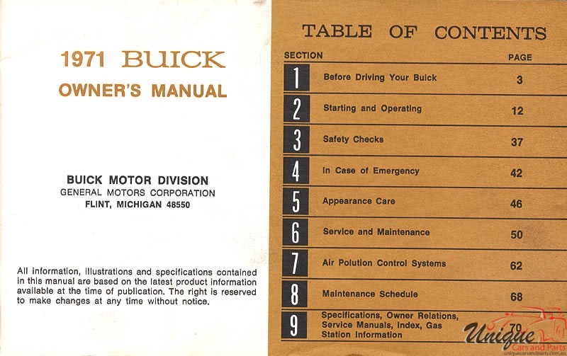 1971 Buick Skylark Owners Manual Page 47